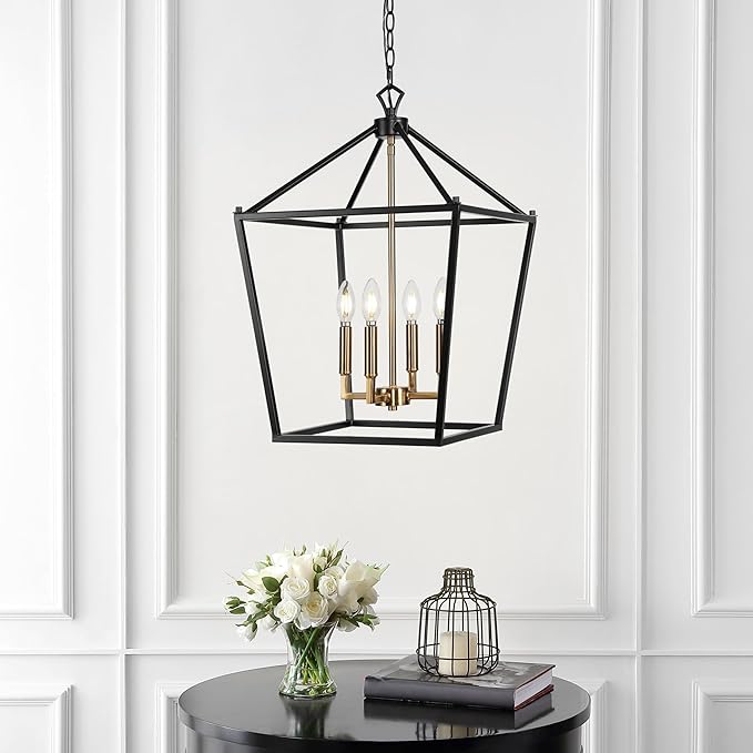 JONATHAN Y JYL7437D Pagoda Lantern Dimmable Adjustable Metal LED Pendant Classic Traditional Farmhouse Dining Room Living Room Kitchen Foyer Bedroom Hallway, 16 in, Oil Rubbed Bronze