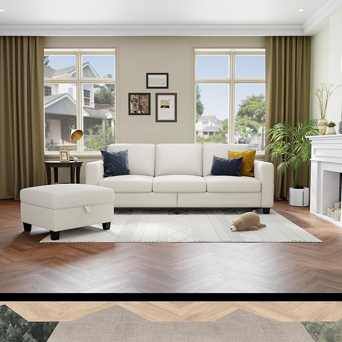 Youmumeub 79''Sectional Couch Couches for Living Room - L-Shaped 4-Seater Deep Sectional Sofa,Removable Covers,Suitable for The Living Room, Apartment or Office-Beige