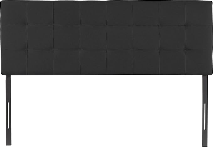Naomi Home Jessenia Queen Headboard – Adjustable Linen Upholstered Tufted Panel, Soft Padded Surface, Wall-Mount/Bed Frame Mount – Dark Gray