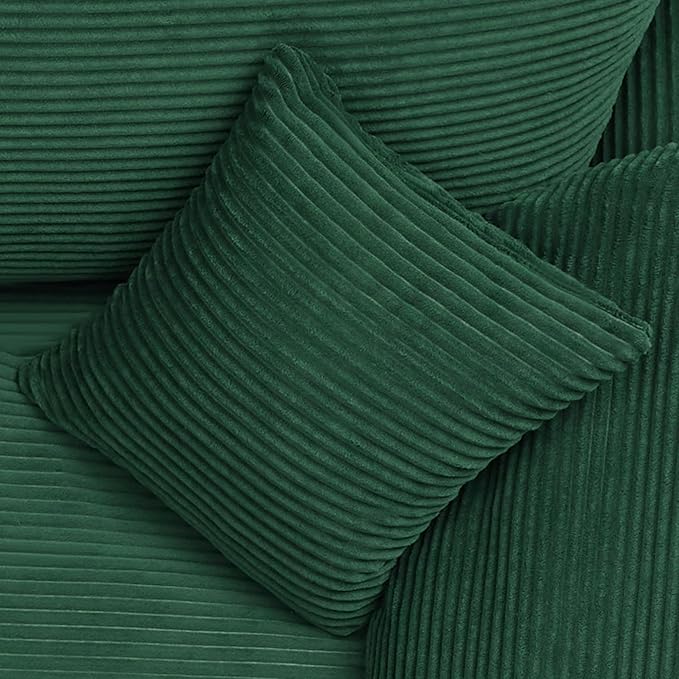 112" Cloud Sectional Couch, Boneless Couches for Living Room, U Shaped Couch with Convertible Ottoman, Modular Sectional Sofa with Deep Seat, Comfy Soft Cushions, No Assembly, Green