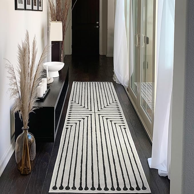 RUGGABLE x Jonathan Adler Machine Washable Modern Area Rug – Inkdrop Black & Ivory 4x6, Stain-Resistant, Non-Slip – Medium Rugs for Living Room, Bedroom, Hallway, Entryway & Office–with Cushioned Pad
