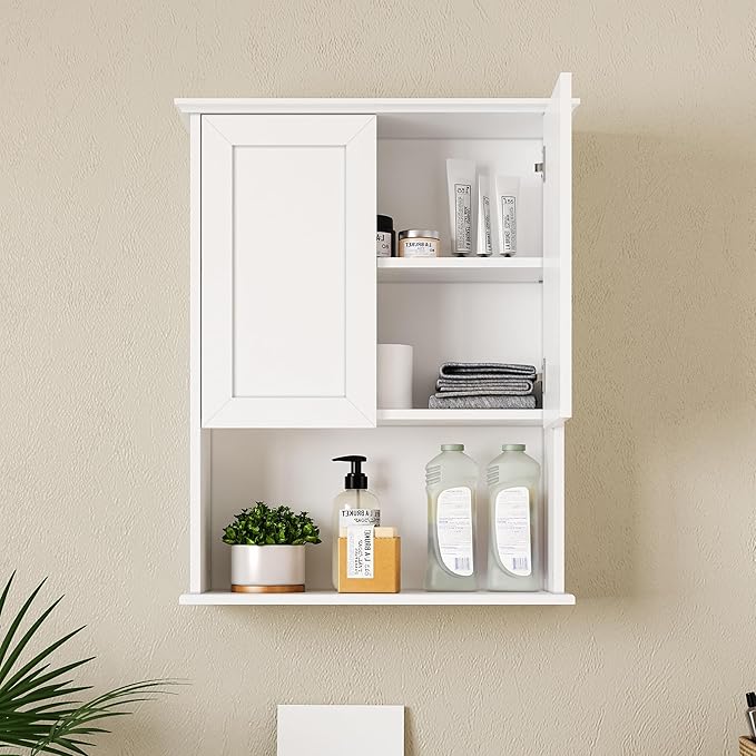 Bathroom Wall Cabinet, Over The Toilet Storage Cabinet, 23x29 Inch Medicine Cabinet with 2 Door & Adjustable Shelf, Bathroom Cabinet Wall Mount for Laundry Room, Kitchen, Small Spaces