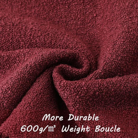 FUTEI Pack of 2 Burgundy Decorative Throw Pillow Covers 20x20 Inch Soft Cozy Solid Boucle Textured Cushion Case,Modern Home Decor for Couch Bed Living Room