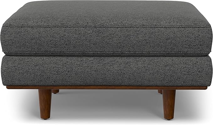 SIMPLIHOME Morrison Mid-Century Modern 72 inch Wide Sofa with Ottoman Set in Charcoal Grey Tightly Woven Performance Fabric for the Living Room and Family Room