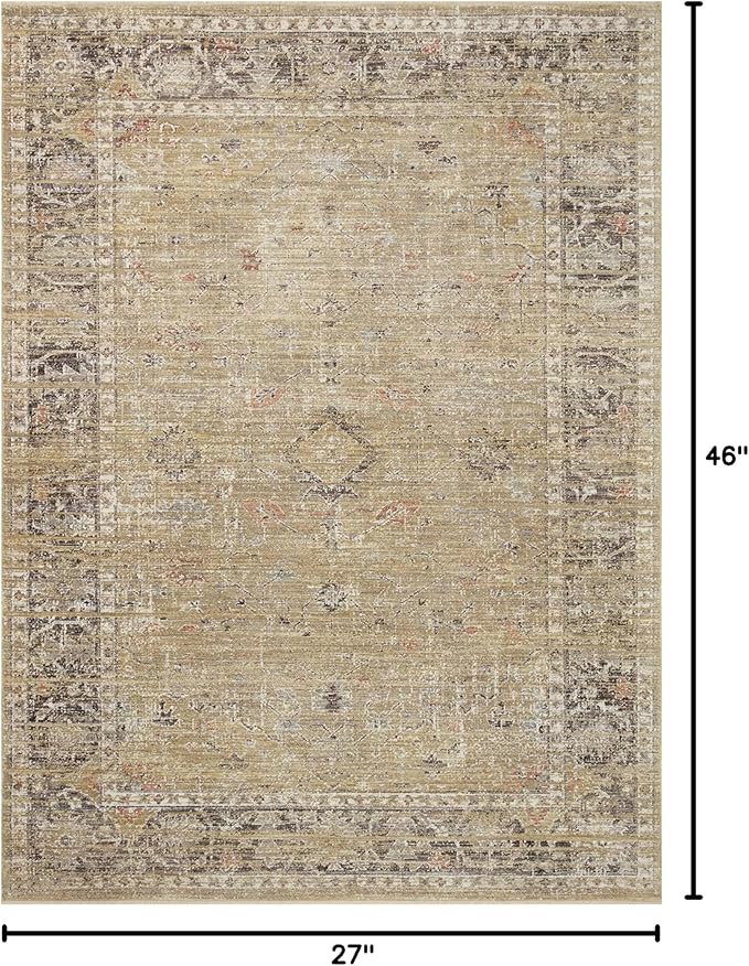 Loloi Magnolia Home by Joanna Gaines Millie Collection MIE-03 Gold/Charcoal 2'-3" x 3'-10", .25" Pile Height, Accent Rug
