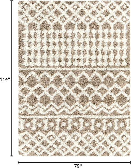 Livabliss Hapsburg Moroccan Shag Area Rug,6'7" x 9'6",Medium Brown