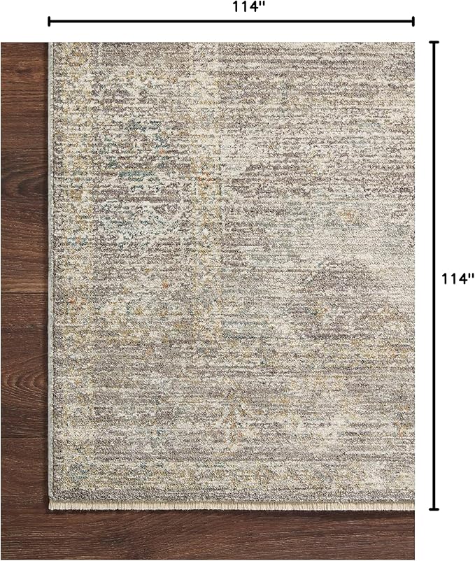 Loloi Magnolia Home by Joanna Gaines Millie Collection MIE-05 Stone/Natural 9'-6" x 9'-6", .25" Pile Height, Round Area Rug