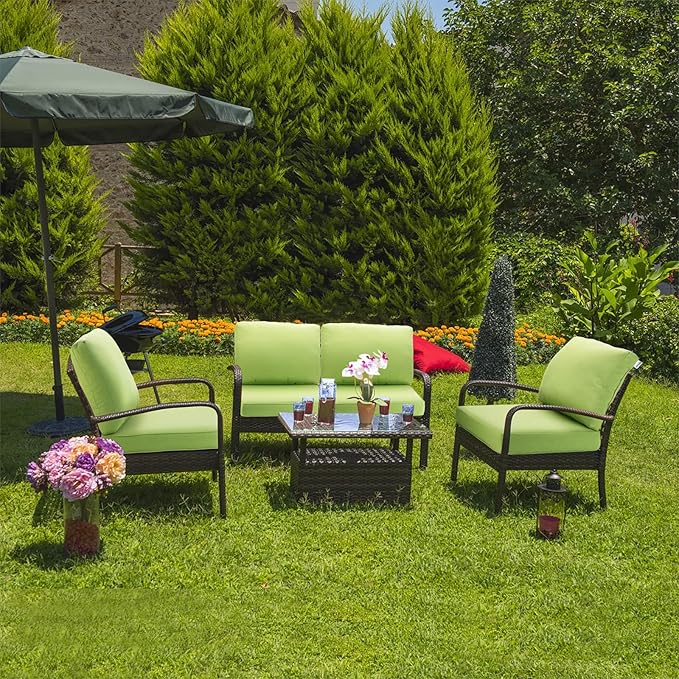 JMGBird Outdoor Chair Cushion Set, Deep Seat Patio Furniture Cushion 24"x24" Outdoor Cushions for Patio Furniture