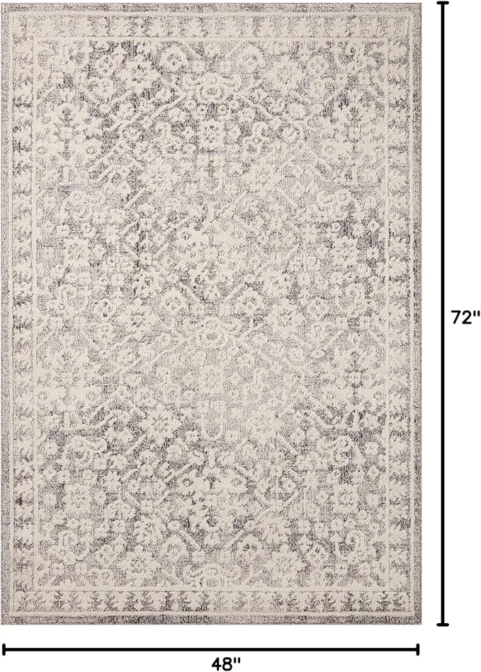 Loloi Magnolia Home by Joanna Gaines Gigi Collection GIG-01 Grey/Ivory 4'-0" x 6'-0" Accent Rug