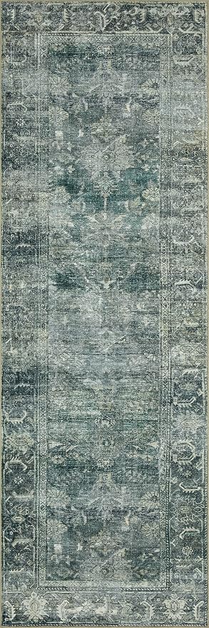 Loloi Magnolia Home by Joanna Gaines Banks Collection BAN-03 Blue/Lagoon 2'-6" x 9'-6", .13" Pile Height, Machine Washable, Runner Rug