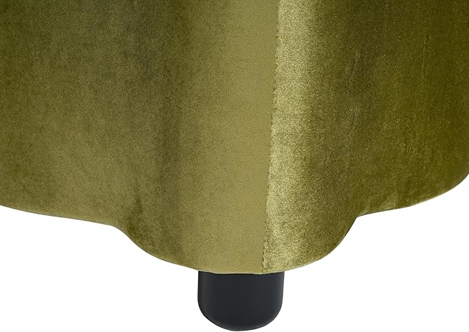 Christopher Knight Home Pean Living Room Ottoman with Storage, Velvet Upholstered Storage Ottoman Bench, Sofa Foot Stool with Wood Frame, Bedroom End of Bed Bench, Chic Scalloped Design, Olive Green