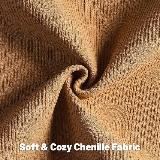 FUTEI Bronze Chenille Decorative Throw Pillow Covers 18x18 Inch Set of 2,Soft Cozy Striped Geometric Patterns Cushion Case,Modern Home Decor for Couch Bed Living Room