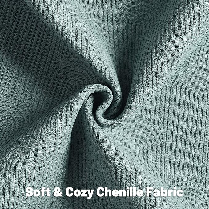FUTEI Grey Blue Chenille Decorative Throw Pillow Covers 12x20 Inch Set of 2,Soft Cozy Striped Geometric Patterns Lumbar Pillow Cases,Modern Home Decor for Couch Bed Living Room