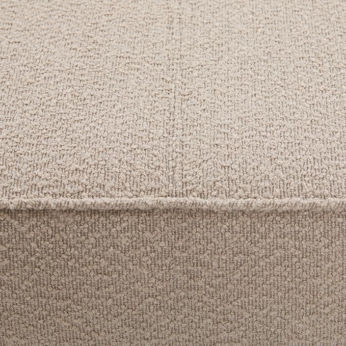 Christopher Knight Home Hillman Boucle Fabric Ottoman with Wood Frame,Rectangular Footrest Bench,Non Storage Ottoman Bench for Living Room Bedroom Entryway Home Decor,Light Brown