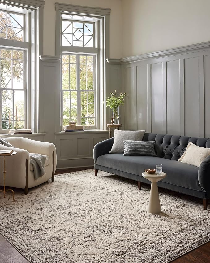 Loloi Magnolia Home by Joanna Gaines Gigi Collection GIG-02 Ivory/Stone 5'-3" x 7'-6" Area Rug