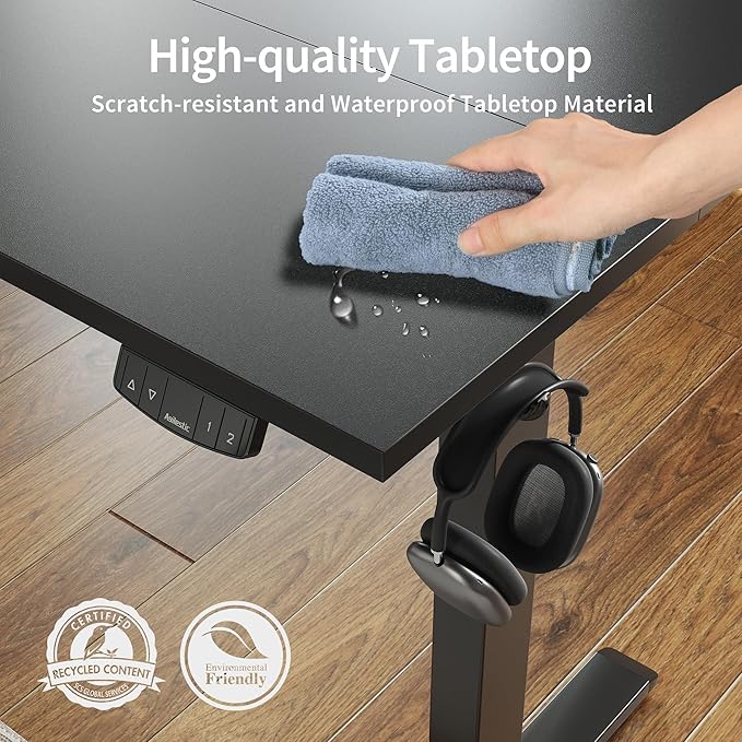Agilestic Electric Standing Desk, 48 x 24 Inches Height Adjustable Desk, Sit Stand up for Work Office Home, Ergonomic Rising Gaming Computer Table with Memory Preset, Black