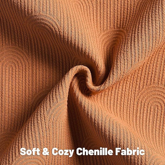 FUTEI Burnt Orange Chenille Decorative Throw Pillow Covers 20x20 Inch Set of 2,Soft Cozy Striped Geometric Patterns Cushion Case,Modern Home Decor for Couch Bed Living Room