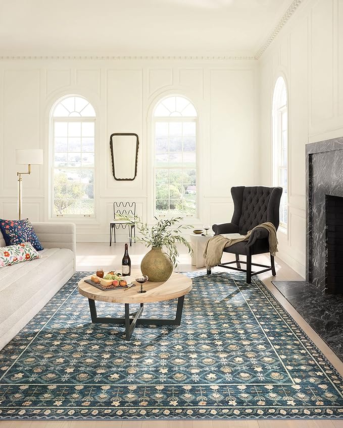 Loloi Rifle Paper Co. Eden Collection EDE-03 Lattice Indigo 2'-0" x 5'-0" Accent Rug feat. CloudPile™