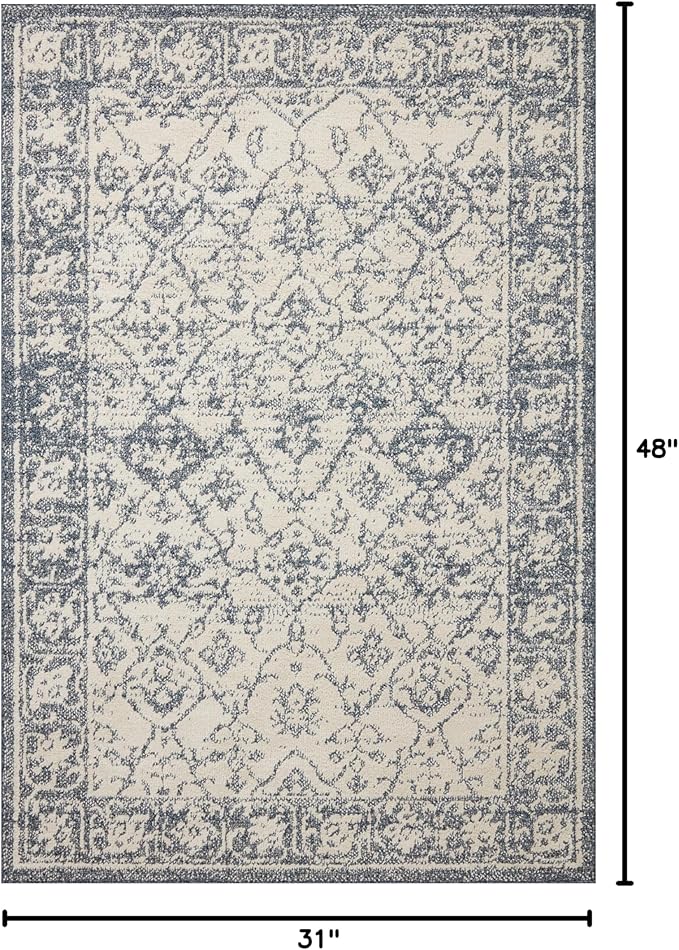Loloi Magnolia Home by Joanna Gaines Gigi Collection GIG-02 Ivory/Blue 2'-7" x 4' Accent Rug