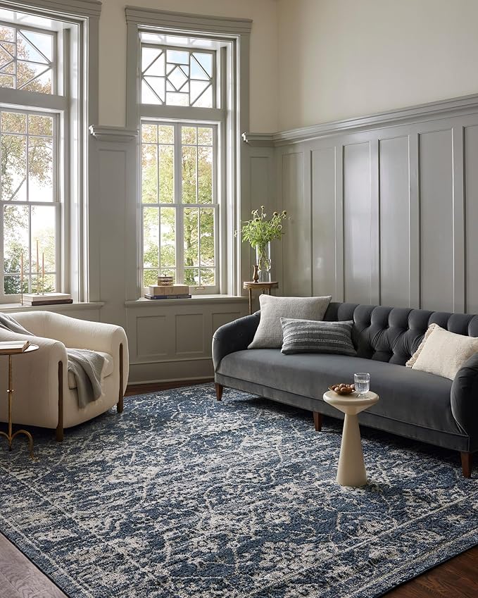 Loloi Magnolia Home by Joanna Gaines Gigi Collection GIG-02 Navy/Stone 2'-7" x 4' Accent Rug