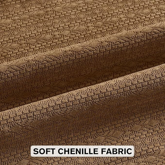 FUTEI Tobacco Chenille Throw Pillow Covers 24x24 Inch Set of 2,Soft Striped & Diamond Textured European Cushion Cases,Modern Home Decor for Couch Living Room
