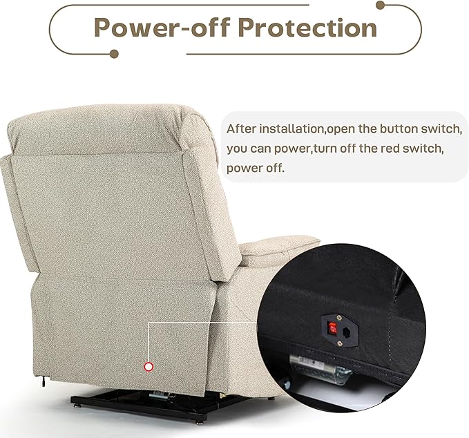 Power Lift Recliners Chairs for Elderly Adults Lay Flat Recliner with Heat & Massage, Wireless Charging Device, USB Ports, Cup Holder, Lumbar Pillow, 400Lbs(Grainy Fibric,Oatmeal)