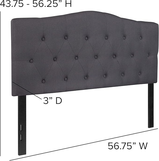 BizChair Tufted Upholstered Full Size Headboard in Dark Gray Fabric