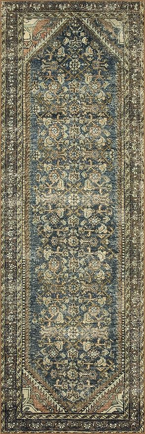 Loloi Magnolia Home by Joanna Gaines Banks Collection BAN-02 Denim/Clay 8'-6" x 11'-6", .13" Pile Height, Machine Washable, Area Rug