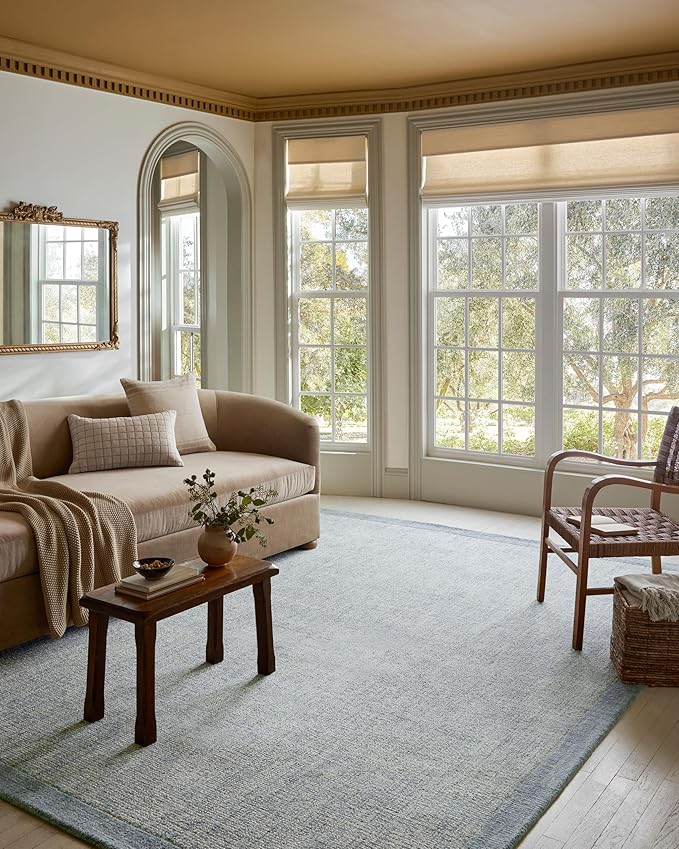 Loloi Magnolia Home by Joanna Gaines Henley Collection HNY-01 Ivory/Blue 2'-6" x 7'-6" Runner Rug
