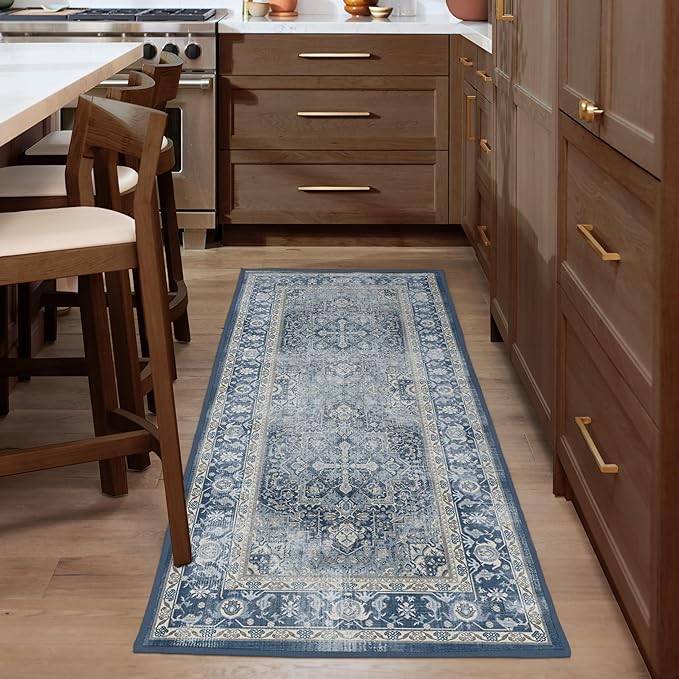 RUGGABLE Washable Area Rug – Outdoor Kamran Sunset Orange 3x5, Stain-Resistant, Non-Slip – Small Machine Washable Rugs for Entryway, Patio, Balcony, Deck, & Porch–with Standard Pad