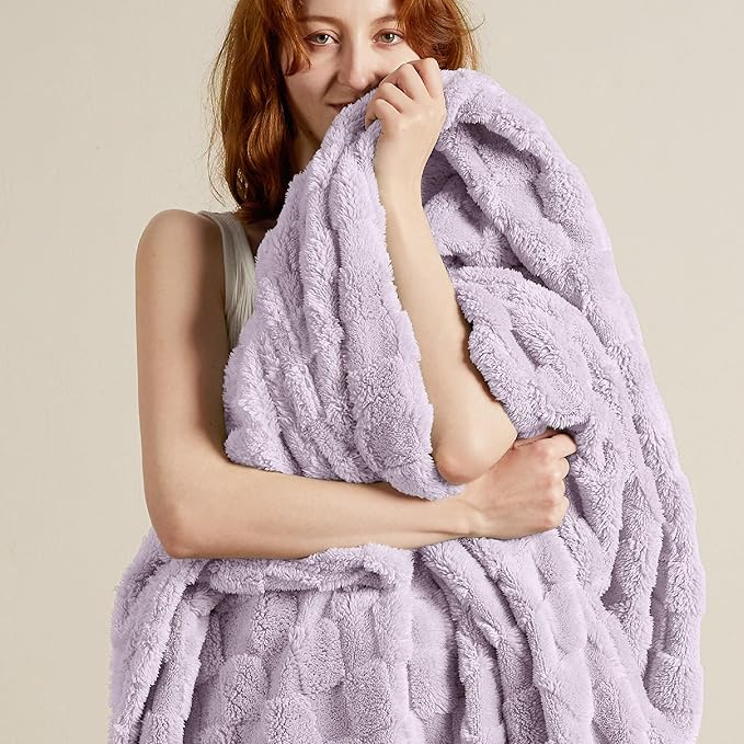 Bedsure GentleSoft Twin Blanket for Bed Lavender Fog - Super Soft Cozy Blankets for Women Men Girls, Cute Fuzzy Fleece Throws for Bedroom Couch, 60x80 Inches