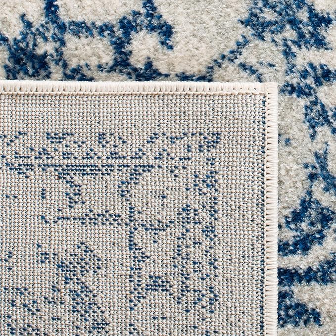 SAFAVIEH Evoke Collection 4' x 6' Ivory / Navy EVK256N Oriental Distressed Non-Shedding Living Room Bedroom Accent Rug