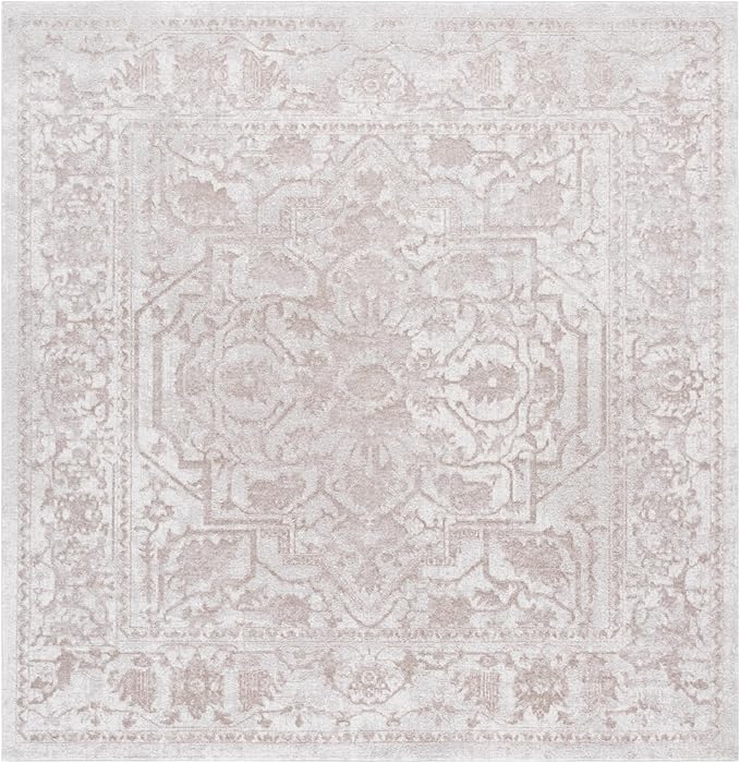 SAFAVIEH Area Rug 10' Square - Reflection Collection - Large - Cream & Ivory, Non-Shedding & Easy Cleaning, Ideal for Living Room, Bedroom (RFT665D)