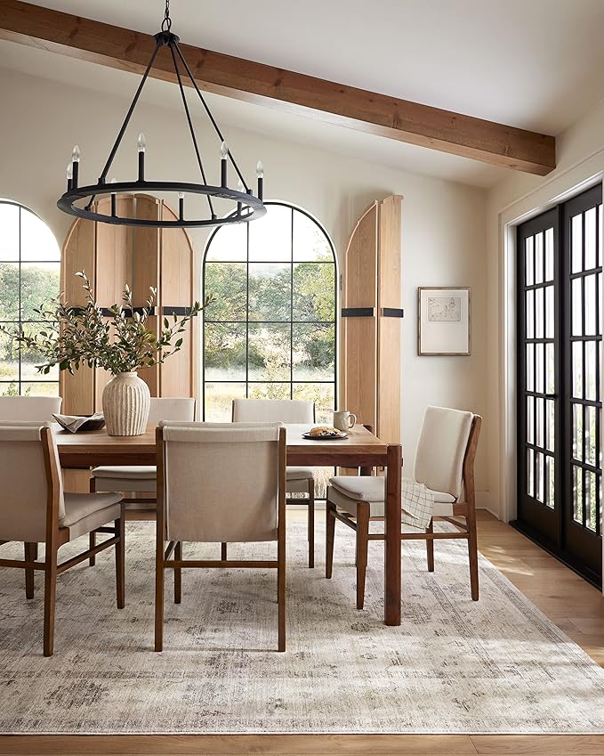Loloi Magnolia Home by Joanna Gaines Millie Collection MIE-01 Silver/Dove 7'-10" x 7'-10", .25" Pile Height, Round Area Rug