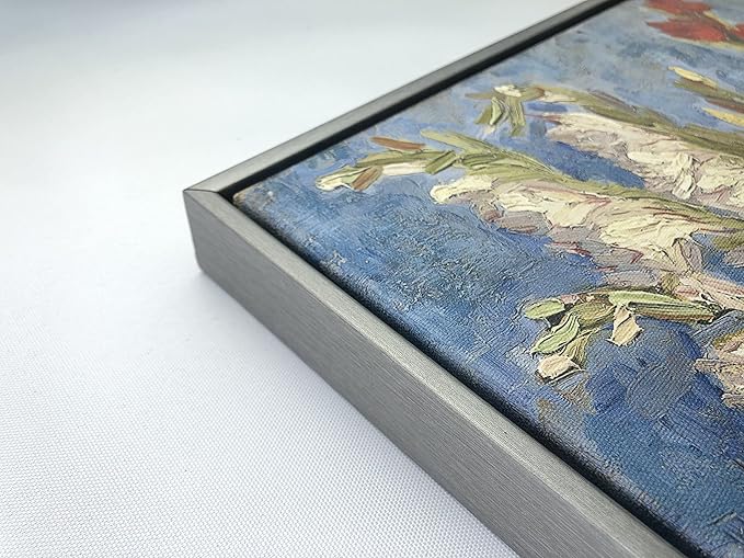 Wieco Art Framed Wall Art Vase with Gladioli and China Asters by Van Gogh Modern Floral Canvas Prints Artwork Abstract Flowers Pictures on Canvas for Living Room Home Decorations