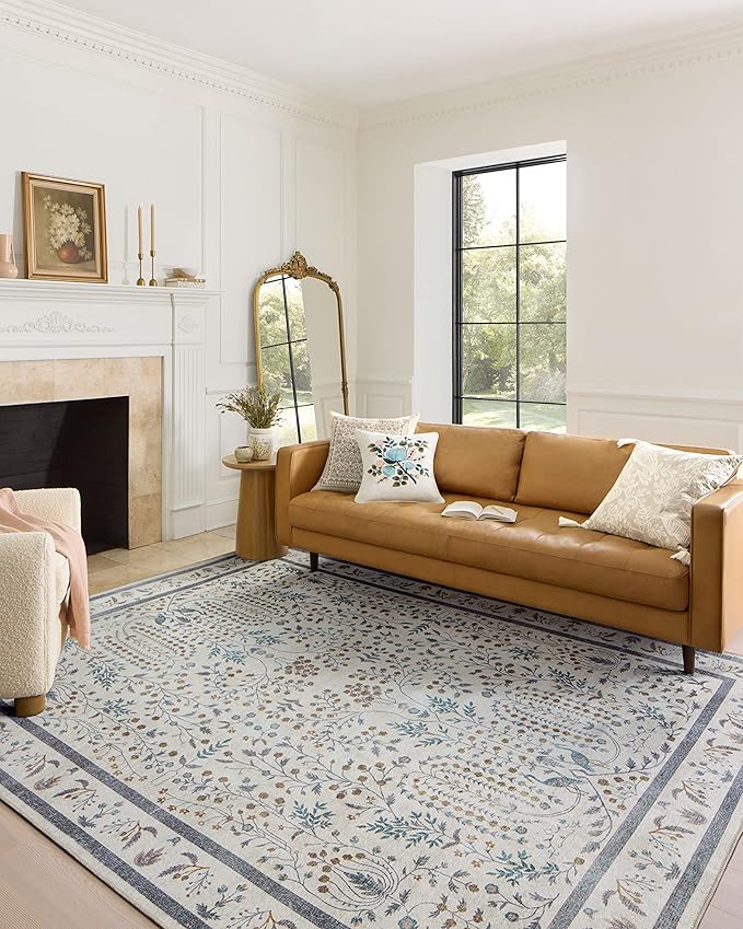 Loloi Rifle Paper Co. Maison Collection MAO-05 Wisteria Cream 5'-0" x 7'-6", .19" Pile Height, Area Rug