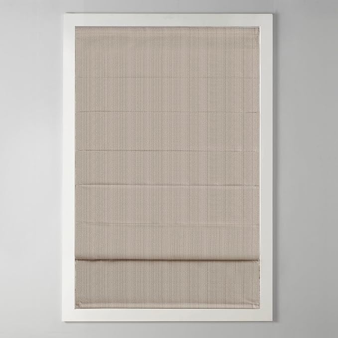 Madison Park Galen Cordless Roman Shade, 29"W x 64"H, Sheen Taupe – Room Darkening, Thermal Insulated, Energy Efficient Window Blind with Subtle Sheen Basketweave Fabric for Privacy