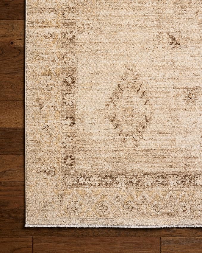 Loloi Chris Loves Julia Palma Collection PLM-06 Natural/Smoke 2'-7" x 10'-0" Fringe Runner Rug Vintage Style Boho Living Room Bedroom Carpet
