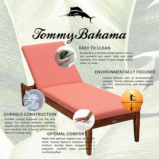 Tommy Bahama Chaise Cushion, 26" X 82" X 2.5", Bamboo Bay Mango