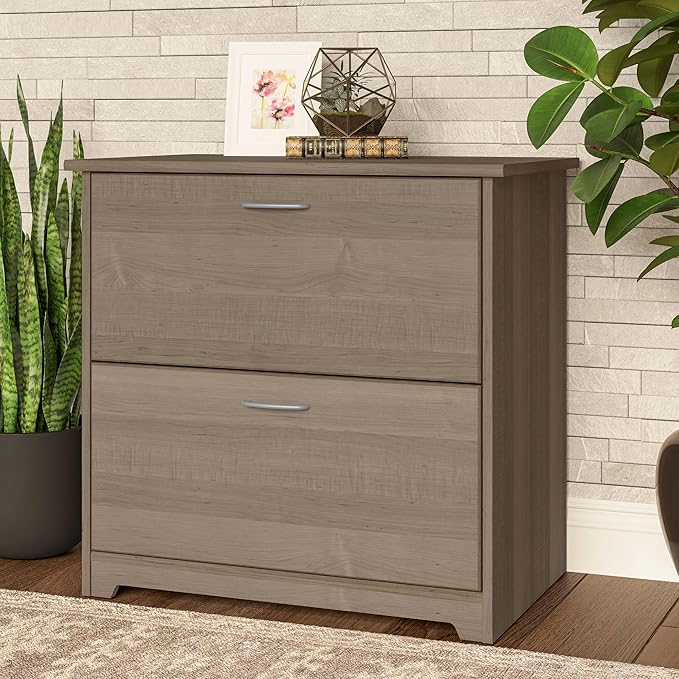 Bush Furniture Cabot 2 Drawer Lateral File Cabinet in Ash Gray, Home Office Chest for Letter, Legal, and A4-size Document Storage