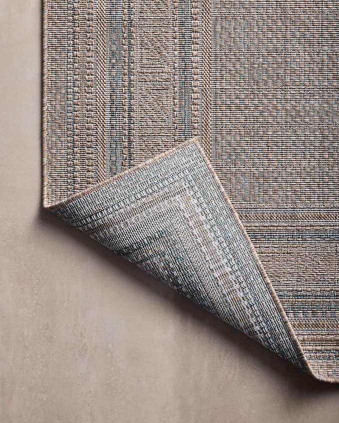 Loloi Amber Lewis Topanga Collection TOP-05 Natural/Teal 7'-10" x 10' Indoor/Outdoor Area Rug
