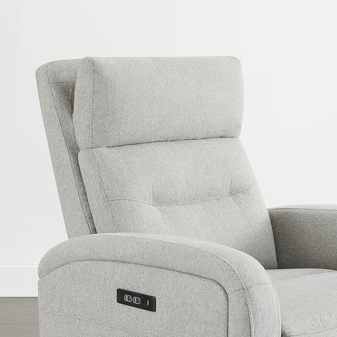 Watson & Whitely Swivel Power Recliner with Adjustable Headrest, Recliner Chairs for Adults, Small Glider Rocker for Living Room, Fabric in Dove Grey