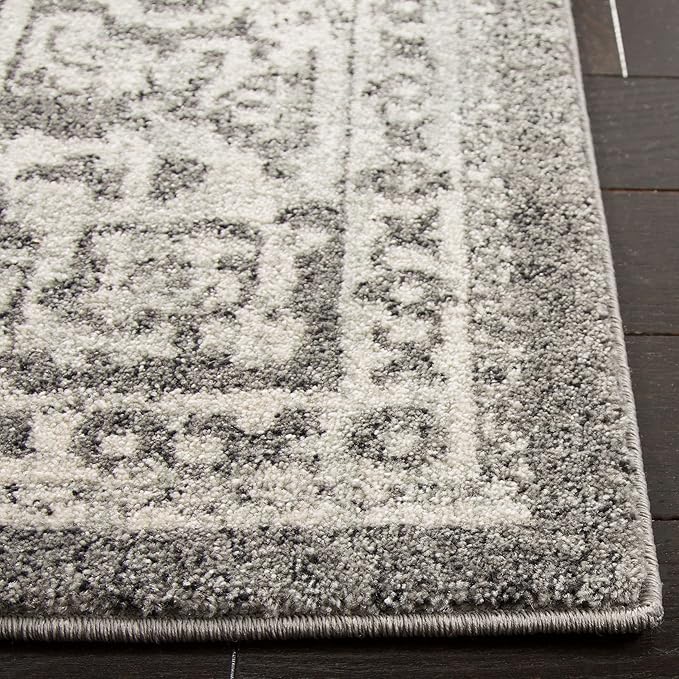 SAFAVIEH Area Rug 9x12 - Evoke Collection - Large - Grey & Ivory, Distressed Design, Non-Shedding & Easy to Clean, Ideal for Living Room, Bedroom, Dining Space (EVK256D)