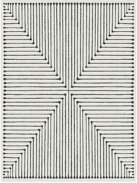 RUGGABLE x Jonathan Adler Machine Washable Modern Area Rug – Inkdrop Black & Ivory 9x12, Stain-Resistant, Non-Slip – Large Rugs for Living Room, Bedroom, Hallway, Entryway & Office–with Cushioned Pad