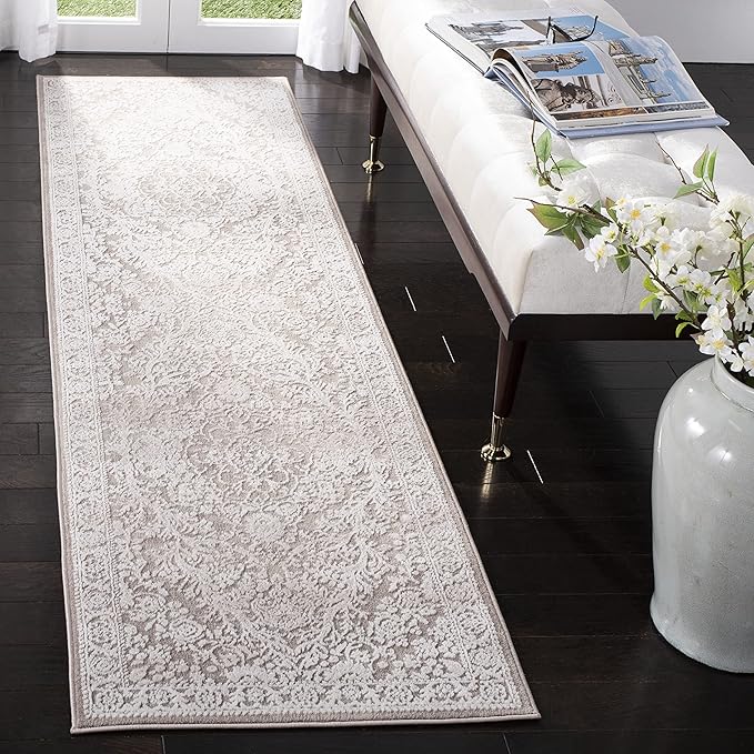 SAFAVIEH Reflection Collection Runner Rug - 2'3" x 10', Beige & Cream, Non-Shedding & Easy Cleaning, Ideal for Living Room, Bedroom (RFT668A)