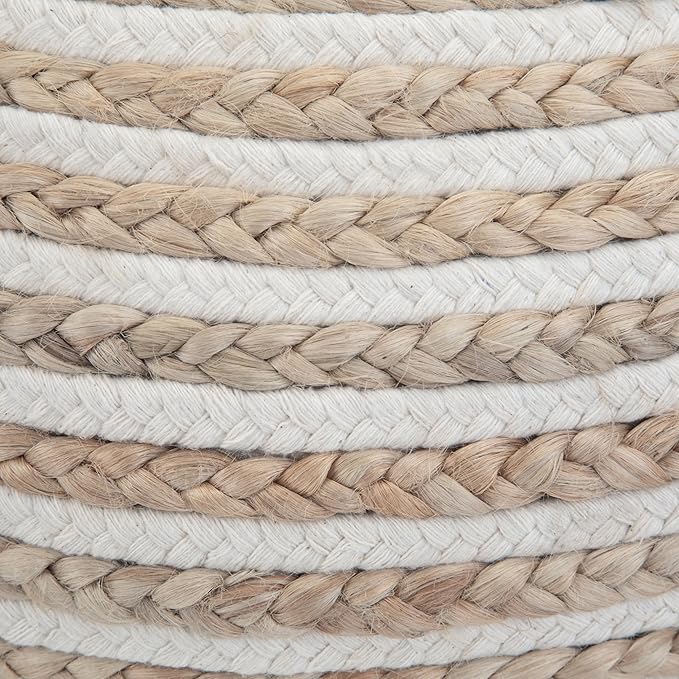 SIMPLIHOME Yolanda Boho Round Pouf in Natural Jute for the Living Room, Bedroom and Kids Room
