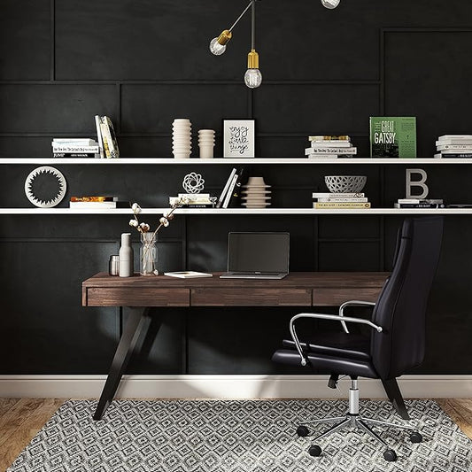 SIMPLIHOME Lowry Large Desk - 72-Inch Wide Solid Acacia Wood and Metal Writing Desk in Distressed Charcoal Brown, Modern Industrial Home Office Table with 2 Deep Drawers and Flip-Down Keyboard Tray