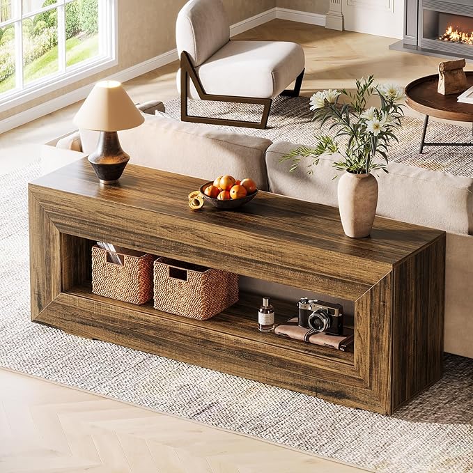 Tribesigns 63" Farmhouse Console Table, Narrow Entryway Sofa Table for Behind Couch, Long Sofa Station, Retro Wooden Entryway Accent Furniture for Living Room, Hallway, Entry, Brown