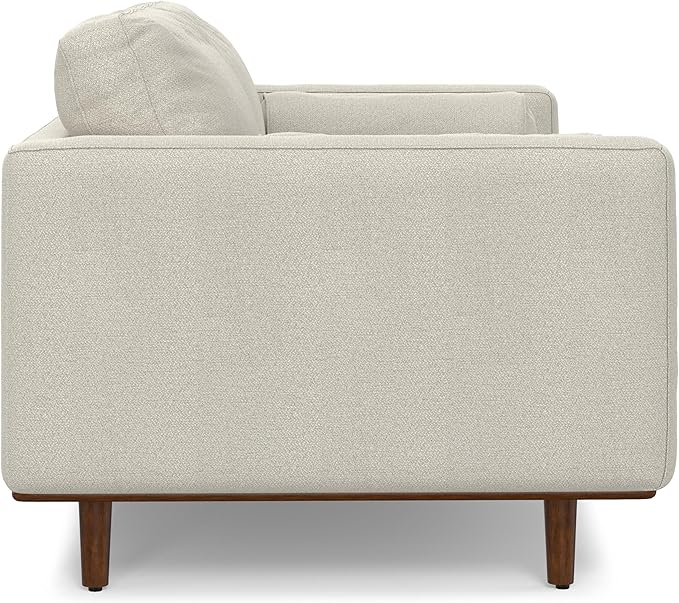 SIMPLIHOME Morrison 72-inch Wide Sofa in Cream White Woven-Blend Fabric, Handcrafted Mid-Century Modern Loveseat for Living Room or Family Room, Single Bench Cushion, Bolster Pillows