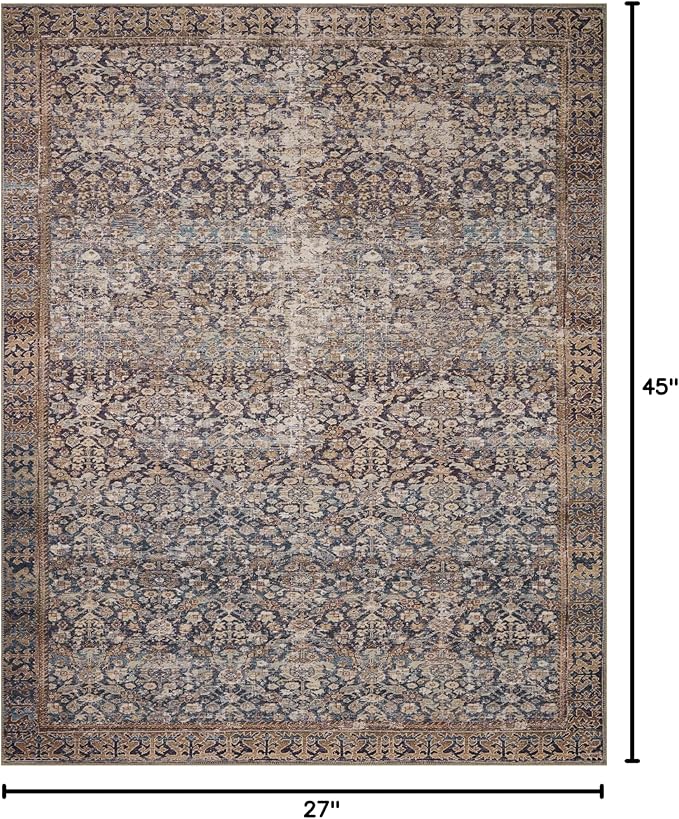 Loloi Amber Lewis Georgie Collection GER-05 Denim/Spice 2'-3" x 3'-9", .19" Pile Height, Accent Rug